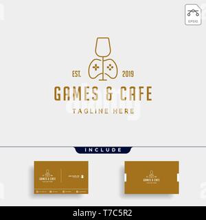 game cafe logo design concept vector illustration icon element - vector Stock Vector
