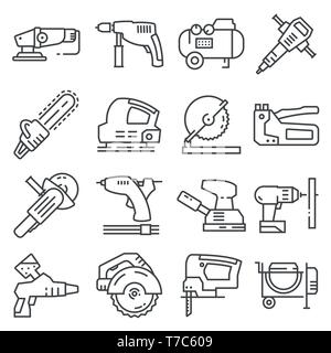 Electrical work tools vector icons for web design isolated on white background Stock Vector