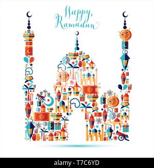 Happy Ramadan icons set of Arabian. Stock Vector