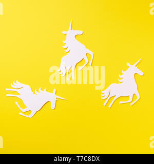 Creative Unicorn Pattern On Yellow Background Abstract Art