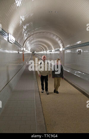 newly refurbished tunnel, Old Elbe Tunnel, Hamburg, Germany Stock Photo