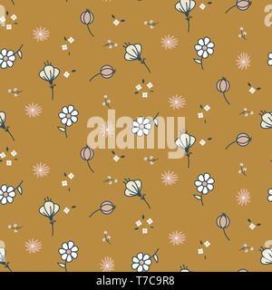 Cute hand drawn flowers pastel colors seamless vector pattern. Stock Vector