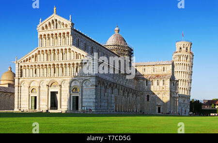 The cathedral and the leaning tower of Pisa. Stock Photo