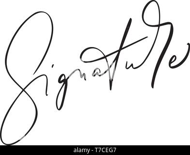Manual signature for documents on white background. Hand drawn Stock ...