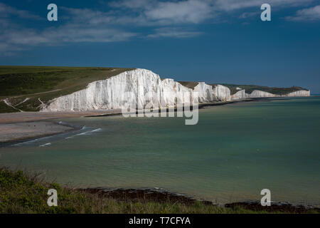 The Seven Sisters chalk cliffs East Sussex, UK Stock Photo