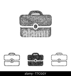 Briefcase icon set - sketch line art Stock Vector