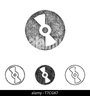Compact disc icon set - sketch line art Stock Vector