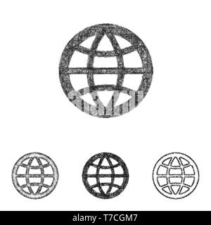 Globe icon set - sketch line art Stock Vector