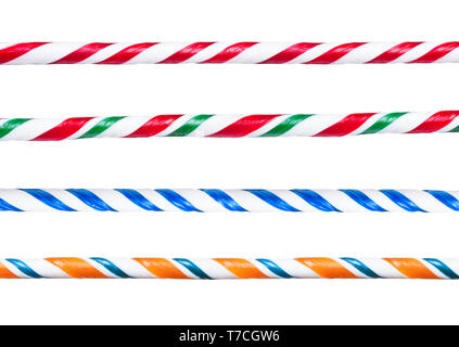 Candy cane. Set of different striped twisted handmade candy canes border sticks. Stock Photo