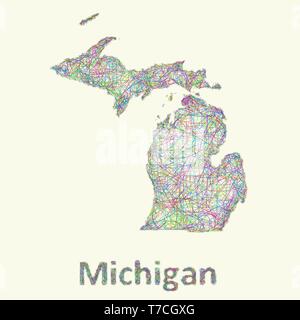 Michigan line art map Stock Vector