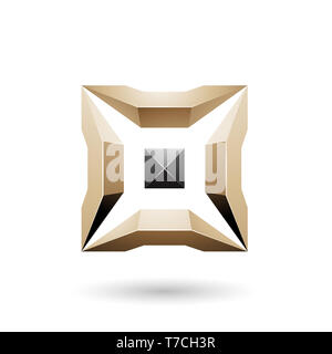 Vector Illustration of Beige and Black Square with 3d Glossy Pieces isolated on a white background Stock Photo