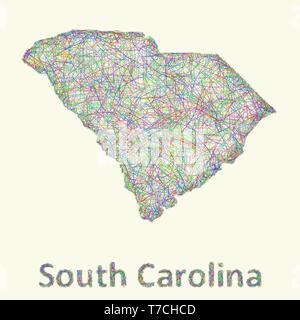 South Carolina SC state Map USA. Black silhouette solid map isolated ...