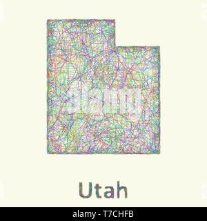 Utah line art map Stock Vector