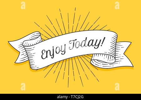 Enjoy Today. Vintage trendy ribbon with text Enjoy Today Stock Vector