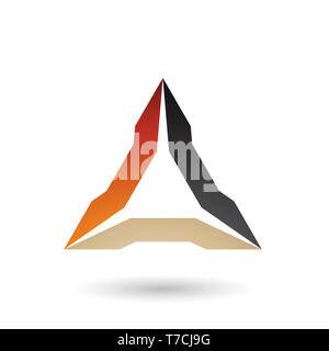 Vector Illustration of Orange Beige and Black Spiked Triangle isolated on a white background Stock Photo