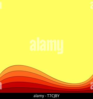 Wave abstract background from curved layers - vector poster graphic with 3d shadow effect Stock Vector