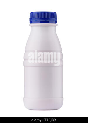 Small yogurt bottle, closed, blank, isolated on white background Stock Photo