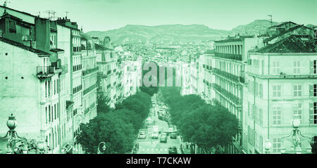 Boulevard d'Athenes avenue seen from Escalier Gare Saint-Charles stairs, near the Saint Charles train station in Marseille Stock Photo