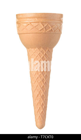 New clean blank ice cream waffle cone isolated on white background Stock Photo