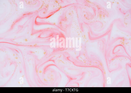 Pastel pink white and gold marble paint abstract texture background Stock Photo