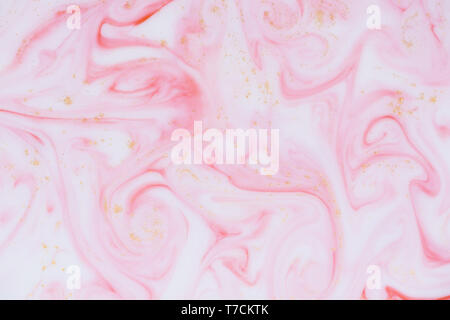 Pastel pink white and gold marble paint abstract texture background Stock Photo