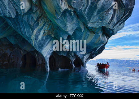 The Marble Caves (Capilla de Mármol), Rio Tranquilo, Aysen, Patagonia, Chile Stock Photo