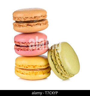 Macarons isolated on white background Stock Photo