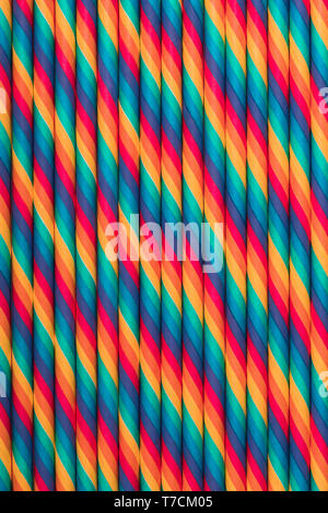 Vintage colored paper straws abstract background Stock Photo