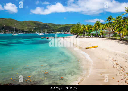 Beautiful beach of Bequia, St Vincent and the Grenadines. Stock Photo