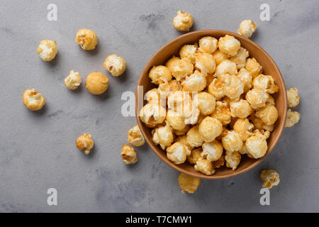 Caramel popcorn in bowl Stock Photo