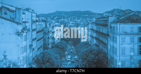 Boulevard d'Athenes avenue seen from Escalier Gare Saint-Charles stairs, near the Saint Charles train station in Marseille Stock Photo