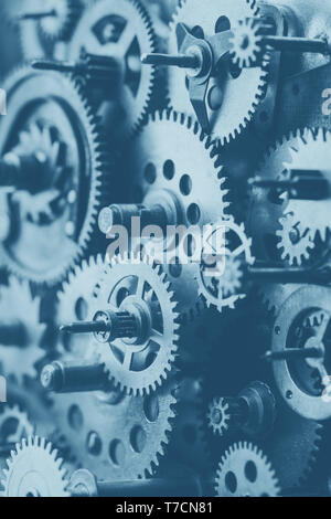 Gears and cogs macro, blue toned Stock Photo - Alamy