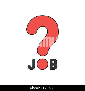 Vector icon concept of black job word with big red question mark. Stock Vector