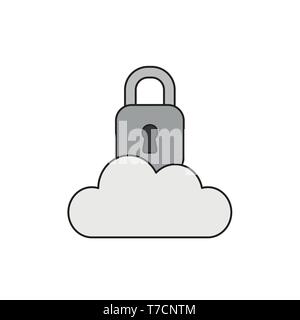 Vector icon concept of closed grey padlock on cloud. Stock Vector