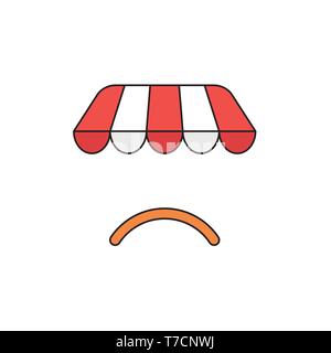 Vector icon concept of shop store awning with orange sulking mouth. Stock Vector