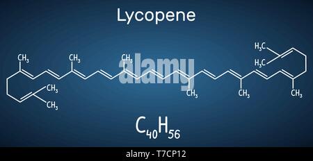 Lycopene molecule. Structural chemical formula and molecule model ...