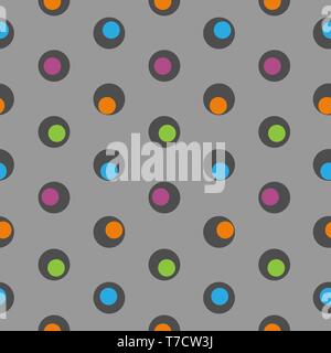 Color polka dot abstract seamless pattern on a grey background. Vector illustration Stock Vector