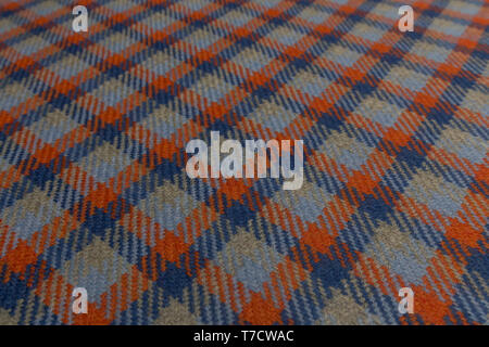 Closeup of colored tartan fabric with textile texture background Stock Photo