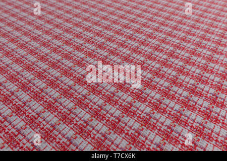 Closeup of checkered red fabric with textile texture background Stock Photo