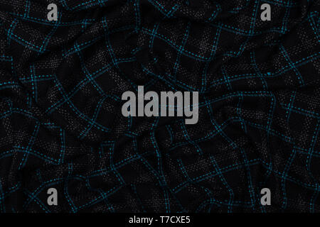 Dark blue checked fabric with textile texture background Stock Photo