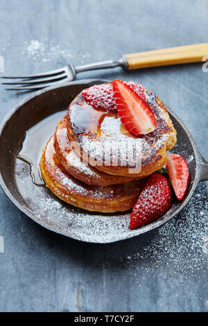 Fresh brunch pancakes with berries Stock Photo