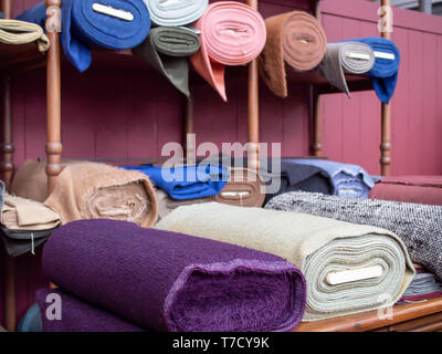 Cotton textille rolls, different colors Stock Photo