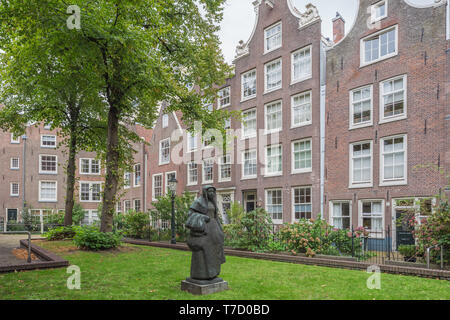 Editorial: AMSTERDAM, NETHERLANDS, September 22, 2018 - View of the courtyard of the beguinage of Amsterdam Stock Photo