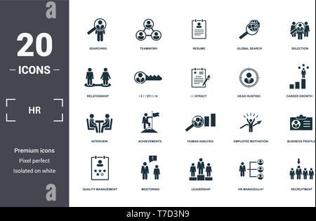 Human Resources icons set collection - Human Resources Icons Set Collection Includes Simple Elements Such As Searching Teamwork Resume Global Search Selection Achievements And Human A T7d3n9 