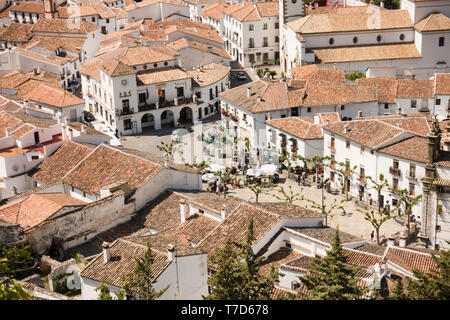 Grazalema main square and village hall, mountain village of Grazalema in Cadiz province, Sierra de Grazalema, Andalusia, Spain. Stock Photo