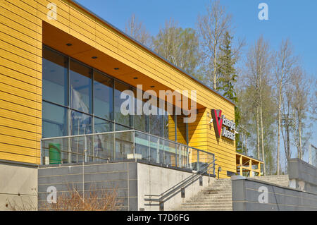 Main entrance of Energia Areena, indoor arena in Myyrmäki, Finland. Photo taken in April 2019 in Vantaa Finland Stock Photo