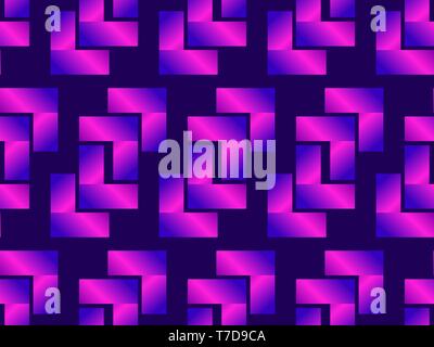 Geometric seamless pattern, purple gradient. Neon color holographic. Vector illustration Stock Vector