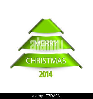 Simple vector christmas tree made from green paper stripes ribbons Stock Vector