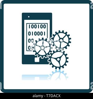 Mobile Development Icon. Square Shadow Reflection Design. Vector Illustration. Stock Vector
