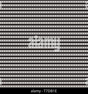 Vector seamless pattern. Repeating abstract background with circles. Graphic linear streaks with dots Stock Vector